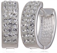 VINANI German 925 Sterling Silver Women Huggie Hoop Earrings oval shiny Swarovski Crystals white CSZ VINANI German 925 Sterling Silver Women Huggie Hoop Earrings oval shiny Swarovski Crystals white CSZ