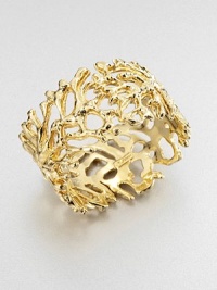 An organic coral motif defines this striking goldtone design.Goldtone tin alloyBrass hinge claspDiameter, about 2.5Imported An organic coral motif defines this striking goldtone design.Goldtone tin alloyBrass hinge claspDiameter, about 2.5Imported