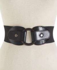 A chunky stretch belt by Style&co. cinches up your look with a pull back snap at front. A chunky stretch belt by Style&co. cinches up your look with a pull back snap at front.
