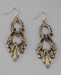 Free in spirit, these stylish Lucky Brand earrings feature attractive openwork. Crafted in vintage goldtone mixed metal. Approximate drop: 2-1/2 inches.