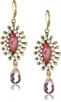 Betsey Johnson Iconic Fabulous Fuchsia Crystal Teardrop Earrings