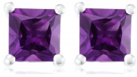 Sterling Silver 6mm Square-Cut Amethyst Earrings Sterling Silver 6mm Square-Cut Amethyst Earrings