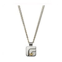 Emporio Armani EGS1499 Men's Unisex Trendy Layered Two Tone Pendant Necklace Jewelry Emporio Armani EGS1499 Men's Unisex Trendy Layered Two Tone Pendant Necklace Jewelry