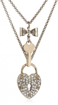 Betsey Johnson Iconic Seasonal Essentials Heart Lock and Key 2-Row Necklace Betsey Johnson Iconic Seasonal Essentials Heart Lock and Key 2-Row Necklace