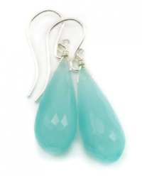 Sterling Silver Chalcedony Earrings Aqua Blue Long Teardrops Fancy Cut Faceted Sterling Silver Chalcedony Earrings Aqua Blue Long Teardrops Fancy Cut Faceted