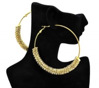 Basketball Wives POparazzi Inspired Gold Rhinestone Ring Hoop Earrings