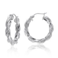 Sterling Silver Twist Hoop Earrings (1.0 Diameter) Sterling Silver Twist Hoop Earrings (1.0 Diameter)