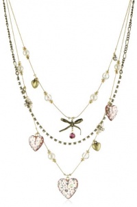 Betsey Johnson Betsey Basics Three-Row Heart Illusion Necklace