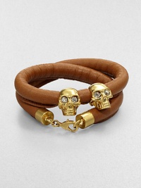 Two iconic, crystal accented skull beads on a luxurious, wrapped leather cord. Leather cordGoldtone brassCrystalsLength, about 14Lobster clasp closureMade in Italy Two iconic, crystal accented skull beads on a luxurious, wrapped leather cord. Leather cordGoldtone brassCrystalsLength, about 14Lobster clasp closureMade in Italy