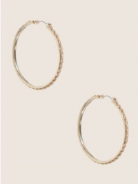 GUESS Gold-Tone Chain Inset Hoop Earrings GUESS Gold-Tone Chain Inset Hoop Earrings