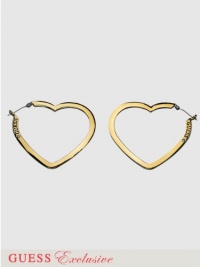 GUESS Flat Open Heart Hoop Earrings, GOLD GUESS Flat Open Heart Hoop Earrings, GOLD