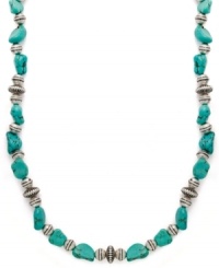 Grace your seasonal looks with this illusion necklace by Lauren by Ralph Lauren. Vibrant semi-precious turquoise nuggets blend with silver tone metal beads in a setting of antiqued silver tone mixed metal. Approximate length: 30 inches. Grace your seasonal looks with this illusion necklace by Lauren by Ralph Lauren. Vibrant semi-precious turquoise nuggets blend with silver tone metal beads in a setting of antiqued silver tone mixed metal. Approximate length: 30 inches.
