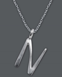 The perfect personalized gift. A polished sterling silver pendant features the letter N with a chic asymmetrical shape. Comes with a matching chain. Approximate length: 18 inches. Approximate drop: 3/4 inch. The perfect personalized gift. A polished sterling silver pendant features the letter N with a chic asymmetrical shape. Comes with a matching chain. Approximate length: 18 inches. Approximate drop: 3/4 inch.