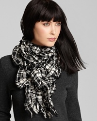 Turn up the volume of your cold weather look in Lauren Ralph Lauren's puckered, plaid scarf. Turn up the volume of your cold weather look in Lauren Ralph Lauren's puckered, plaid scarf.