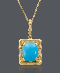 Wearable art. This delicate pendant from CARLO VIANI® is a sheer masterpiece, with cabochon-cut turquoise (12 mm x 10 mm) and sparkling white sapphire accents cradled in a 14k gold setting. Approximate length: 18 inches. Approximate drop: 1 inch. Wearable art. This delicate pendant from CARLO VIANI® is a sheer masterpiece, with cabochon-cut turquoise (12 mm x 10 mm) and sparkling white sapphire accents cradled in a 14k gold setting. Approximate length: 18 inches. Approximate drop: 1 inch.