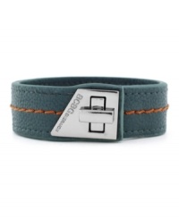 Lock up bold seasonal style! BCBGeneration's trendy turnlock cuff bracelet features a green PVC strap with bright orange stitching and silver tone mixed metal closure. Approximate length: 8-1/2 inches. Lock up bold seasonal style! BCBGeneration's trendy turnlock cuff bracelet features a green PVC strap with bright orange stitching and silver tone mixed metal closure. Approximate length: 8-1/2 inches.