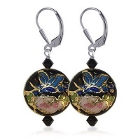 SCER178 Sterling Silver Crystal and Cloisonne Bead Earrings Made with Swarovski Elements SCER178 Sterling Silver Crystal and Cloisonne Bead Earrings Made with Swarovski Elements