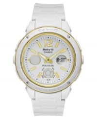 Look crisp this season with Baby-G's whiteout sport watch! Look crisp this season with Baby-G's whiteout sport watch!