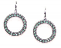 Catherine Popesco Sterling Silver Plated Pacific Opal Swarovski Crystal Open Hoop Dangle Earrings Catherine Popesco Sterling Silver Plated Pacific Opal Swarovski Crystal Open Hoop Dangle Earrings