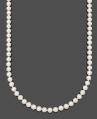 Sophistication at its finest. This beautiful necklace by Belle de Mer features AAA Akoya cultured pearls (8-8-1/2 mm) set in 14k gold. Approximate length: 20 inches. Sophistication at its finest. This beautiful necklace by Belle de Mer features AAA Akoya cultured pearls (8-8-1/2 mm) set in 14k gold. Approximate length: 20 inches.