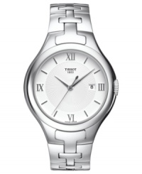 With alluring curves and timeless accents, this elegant watch from Tissot illustrates expert Swiss craftsmanship. With alluring curves and timeless accents, this elegant watch from Tissot illustrates expert Swiss craftsmanship.