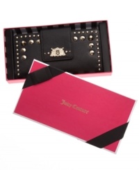 Stay organized with some edge with this studded leather wallet from Juicy Couture. Outfitted with multiple pockets and compartments, it discretely slips inside a satchel or tote for effortless go-everywhere accessorizing, Stay organized with some edge with this studded leather wallet from Juicy Couture. Outfitted with multiple pockets and compartments, it discretely slips inside a satchel or tote for effortless go-everywhere accessorizing,