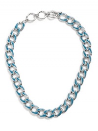 GUESS Silver-Tone Chain Link Necklace With Whi, POP COLOR GUESS Silver-Tone Chain Link Necklace With Whi, POP COLOR
