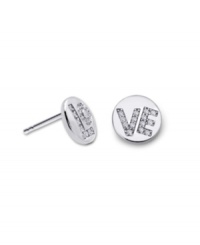 Say it in style. CRISLU's sparkling stud earrings feature a chic, circular shape with the word LOVE split into two parts. Earrings crafted in platinum over sterling silver and decorated with round-cut cubic zirconias (3/8 ct. t.w.). Approximate diameter: 3/8 inch. Say it in style. CRISLU's sparkling stud earrings feature a chic, circular shape with the word LOVE split into two parts. Earrings crafted in platinum over sterling silver and decorated with round-cut cubic zirconias (3/8 ct. t.w.). Approximate diameter: 3/8 inch.