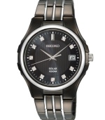 Soak in the exquisite details of this solar-powered, diamond-accented timepiece from Seiko.