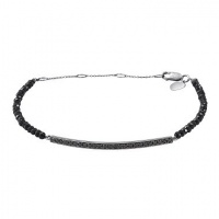 Meira T Solid 14K White Gold Pave Set Black Diamonds and Black Spinelle Beads Chain Bracelet Meira T Solid 14K White Gold Pave Set Black Diamonds and Black Spinelle Beads Chain Bracelet