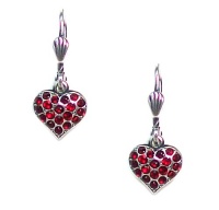 Catherine Popesco Sterling Silver Plated Red Pave Swarovski Crystal Heart Drop Earrings Catherine Popesco Sterling Silver Plated Red Pave Swarovski Crystal Heart Drop Earrings