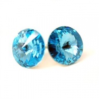 12mm Aquamarine Swarovski Elements Stud Earrings Fashion Jewelry 12mm Aquamarine Swarovski Elements Stud Earrings Fashion Jewelry