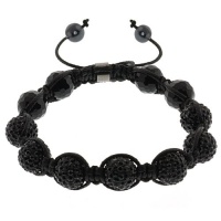 Iced Out 10mm Black Beaded Adjustable Bracelet + Gift Box Iced Out 10mm Black Beaded Adjustable Bracelet + Gift Box