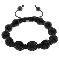 Iced Out 10mm Black Beaded Adjustable Bracelet + Gift Box