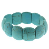 7.5 Turquoise Howlite Beads Stretch Bangle Bracelet 20mm 7.5 Turquoise Howlite Beads Stretch Bangle Bracelet 20mm