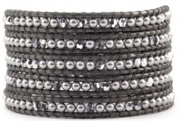 Chan Luu Grey Pearl Mix Wrap Bracelet on Grey Leather Chan Luu Grey Pearl Mix Wrap Bracelet on Grey Leather