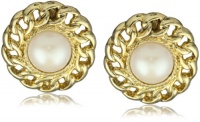 Carolee 40th Anniversary Gold-Tone with White Pearl Center Cab Earrings Carolee 40th Anniversary Gold-Tone with White Pearl Center Cab Earrings