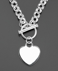 Steal her heart. Necklace by Giani Bernini features a lovely sterling silver chain link with a heart tag, perfect for inscribing initials or a message of love. Approximate length: 17 inches. Approximate drop: 1-1/4 inches. Steal her heart. Necklace by Giani Bernini features a lovely sterling silver chain link with a heart tag, perfect for inscribing initials or a message of love. Approximate length: 17 inches. Approximate drop: 1-1/4 inches.