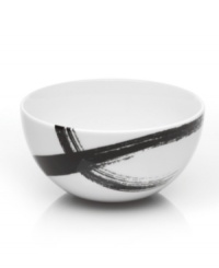 A true work of art. Mikasa's bold Brushstroke motif adorns this sleek yet sturdy fruit bowl, turning any meal into a true masterpiece. A true work of art. Mikasa's bold Brushstroke motif adorns this sleek yet sturdy fruit bowl, turning any meal into a true masterpiece.