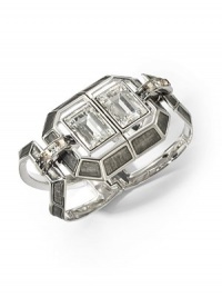 THE LOOKFaceted Swarovski crystal accentsCutout detailsGeometric silhouetteRhodium-plated settingHinge with magnetic closureTHE MEASUREMENTWidth, about 1.5ORIGINMade in USA THE LOOKFaceted Swarovski crystal accentsCutout detailsGeometric silhouetteRhodium-plated settingHinge with magnetic closureTHE MEASUREMENTWidth, about 1.5ORIGINMade in USA