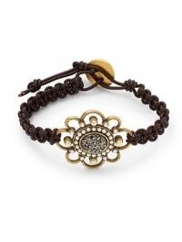 THE LOOKClassic collectionFlower detailBlack Swarovski crystal and glass pearl accentsRhodium-plated settingBraided leatherToggle closure with gold-plated claspTHE MEASUREMENTAccent width, about 1.25Length, about 8.5ORIGINMade in USA THE LOOKClassic collectionFlower detailBlack Swarovski crystal and glass pearl accentsRhodium-plated settingBraided leatherToggle closure with gold-plated claspTHE MEASUREMENTAccent width, about 1.25Length, about 8.5ORIGINMade in USA