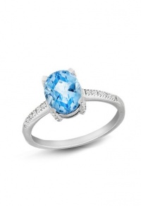 Effy Jewlery 14K White Gold Blue Topaz and Diamond Ring, 1.87 TCW Ring size 7