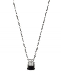 Understated style. This shapely men's pendant by Emporio Armani adds a subtle touch to your look. Crafted in silicone with a steel setting and chain. Approximate length: 18 inches + 2-inch extender. Approximate drop: 1-1/2 inches. Understated style. This shapely men's pendant by Emporio Armani adds a subtle touch to your look. Crafted in silicone with a steel setting and chain. Approximate length: 18 inches + 2-inch extender. Approximate drop: 1-1/2 inches.