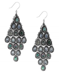 A summery remix. Lucky Brand blends semi-precious abalone and Mother of Pearl for a stylish, warm-weather look. Set in silver tone mixed metal. Approximate drop: 3-1/4 inches. A summery remix. Lucky Brand blends semi-precious abalone and Mother of Pearl for a stylish, warm-weather look. Set in silver tone mixed metal. Approximate drop: 3-1/4 inches.
