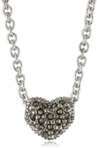 Judith Jack Sterling Silver Marcasite and Crystal Pave Reversible Mini Heart Pentant Necklace, 16 Judith Jack Sterling Silver Marcasite and Crystal Pave Reversible Mini Heart Pentant Necklace, 16