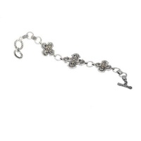 925 Silver Celtic Cross Bracelet with 18k Gold Accents- 7.5 IN 925 Silver Celtic Cross Bracelet with 18k Gold Accents- 7.5 IN