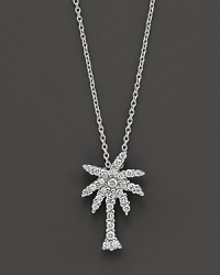 From the Tiny Treasures collection, a diamond palm tree necklace; with signature ruby accent. Designed by Roberto Coin. From the Tiny Treasures collection, a diamond palm tree necklace; with signature ruby accent. Designed by Roberto Coin.