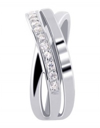 Nickel Free Sterling Silver Round Cut Cubic Zirconia Overlapping Channel Polished Finish Rhodium Plated 3mm Band Ring Size 5, 6, 7, 8, 9, 10 Nickel Free Sterling Silver Round Cut Cubic Zirconia Overlapping Channel Polished Finish Rhodium Plated 3mm Band Ring Size 5, 6, 7, 8, 9, 10