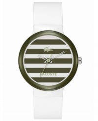 A sporty Goa unisex watch from Lacoste with preppy stripes for an All-American look. A sporty Goa unisex watch from Lacoste with preppy stripes for an All-American look.