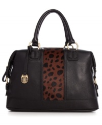 Tommy Hilfiger gives a classic silhouette an instant update with wildcat print accents and luxe golden hardware. Rich pebbled leather and soft haircalf trim provide posh appeal, while the pocket-lined interior safely stows your daily must-haves. Tommy Hilfiger gives a classic silhouette an instant update with wildcat print accents and luxe golden hardware. Rich pebbled leather and soft haircalf trim provide posh appeal, while the pocket-lined interior safely stows your daily must-haves.